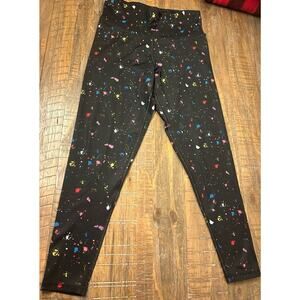 Champion Black Paint Splatter High Rise Length Leggings Athletic Workout Large